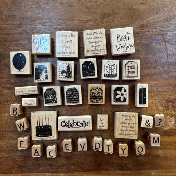 Craft lot of stamps (35) variety holiday gift tags new baby alphabet letters - Picture 1 of 13